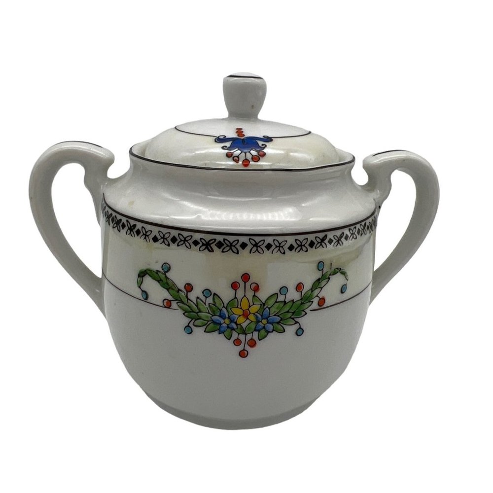 Hand Painted Trico Nagoya Japan China Sugar Bowl & Creamer Floral Pattern - Picture 2 of 8